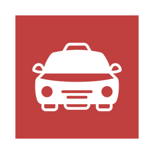 City Cab Service Car icon on a red background.
