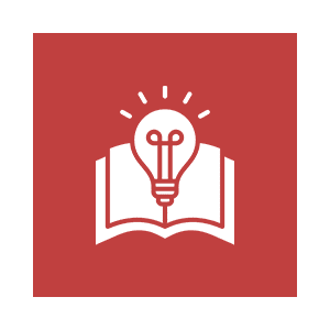Open book with light bulb icon.